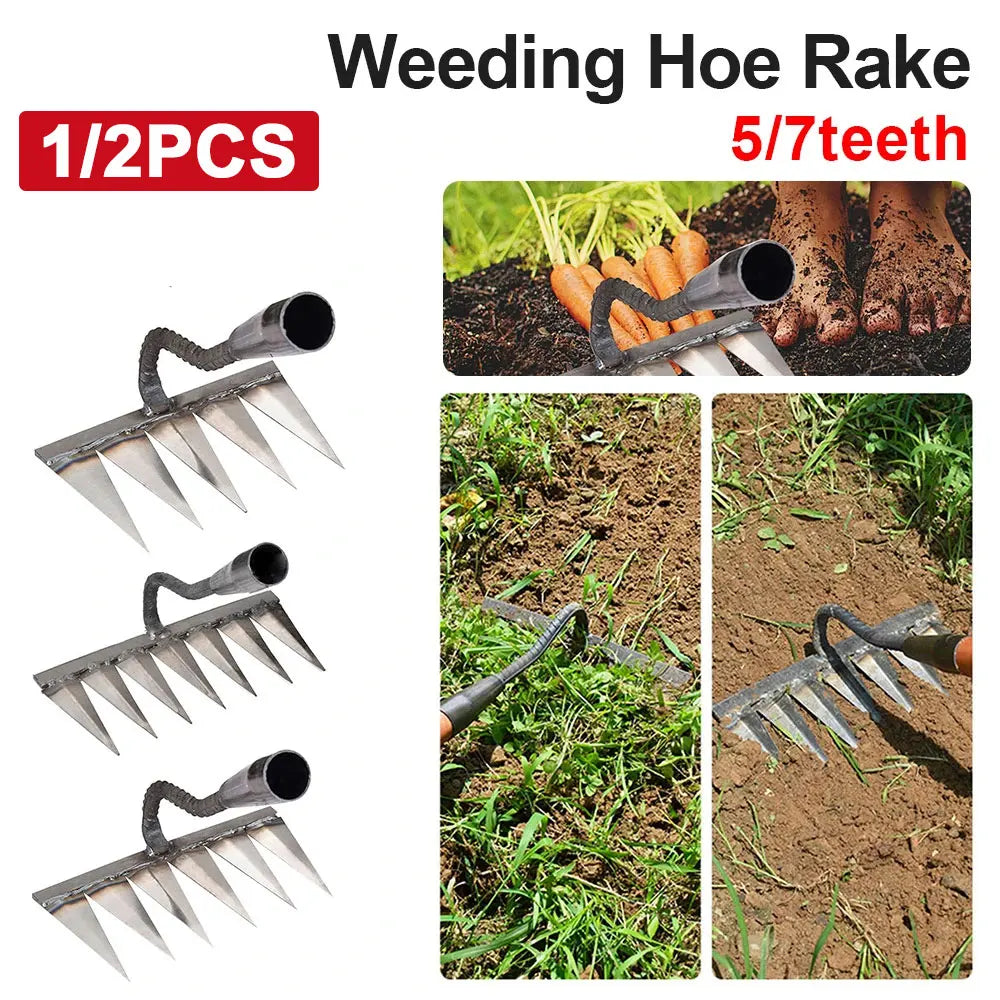 Weeding Hoe Rake Steel Weeding Scarifier Artifact Agricultural Farm Tools Tooth Nail Harrow Metal Harrow Gardening Weeding Tools