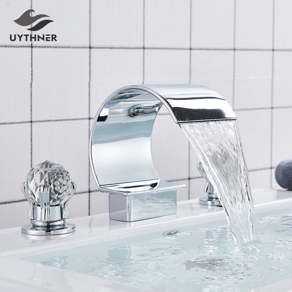 Bathroom Basin Faucet Wide Spout Waterfall