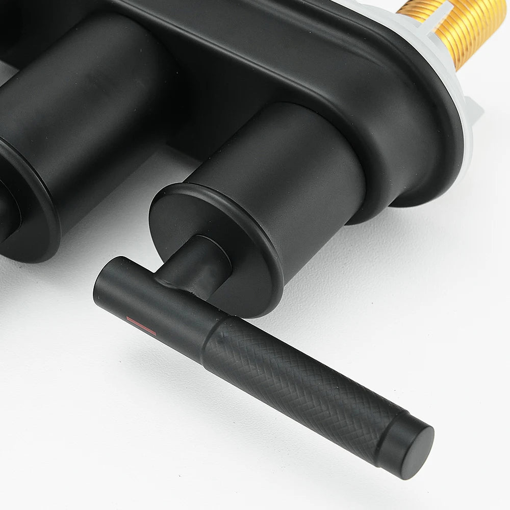 Basin Faucets Matte Black Deck Mounted Bathroom Sink Faucet