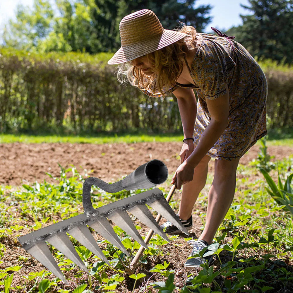 Weeding Hoe Rake Steel Weeding Scarifier Artifact Agricultural Farm Tools Tooth Nail Harrow Metal Harrow Gardening Weeding Tools