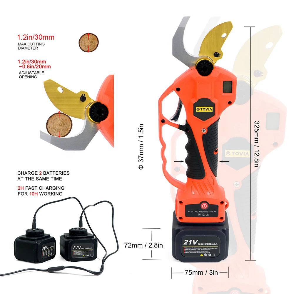 Garden electric scissors with 1.9M extension rod, 3CM maximum cutting diameter