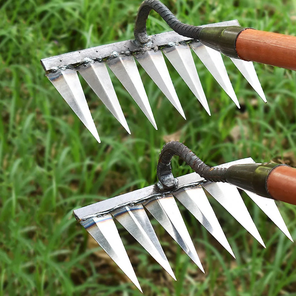 Weeding Hoe Rake Steel Weeding Scarifier Artifact Agricultural Farm Tools Tooth Nail Harrow Metal Harrow Gardening Weeding Tools