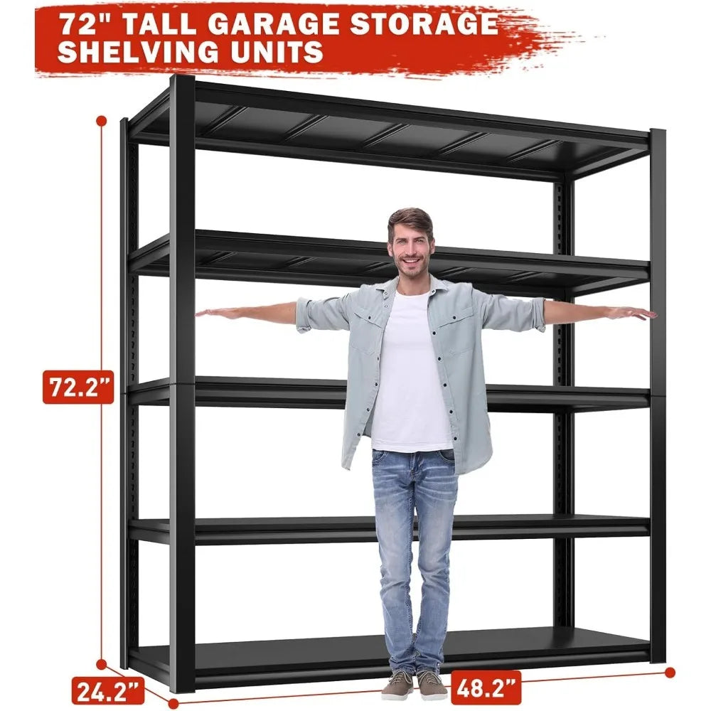 3000LBS Garage Shelving 48.2" W Storage Shelves Heavy Duty Garage Storage Adjustable 5 Tier