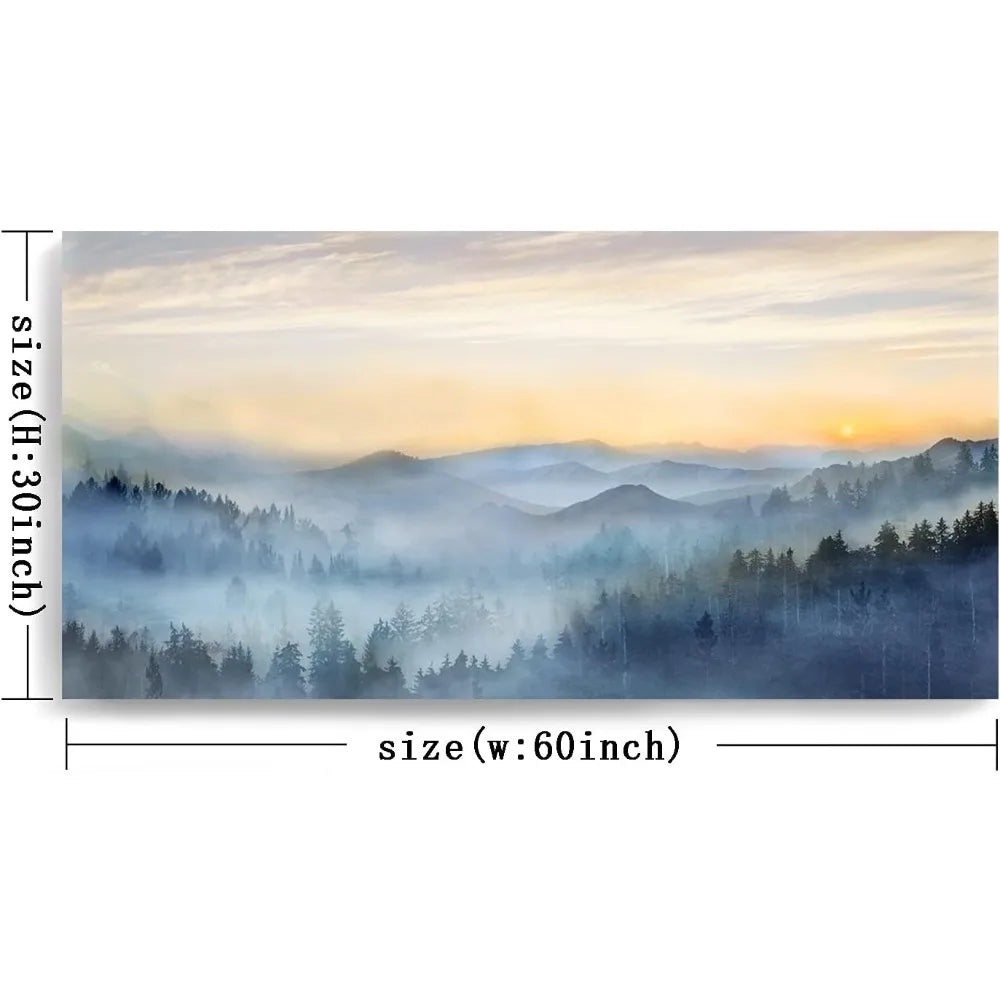 Sunrise Misty Forest Print Picture Paintings