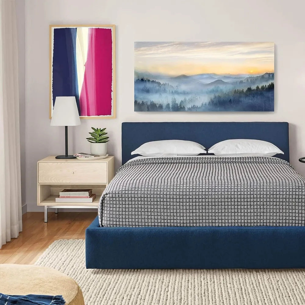 Sunrise Misty Forest Print Picture Paintings