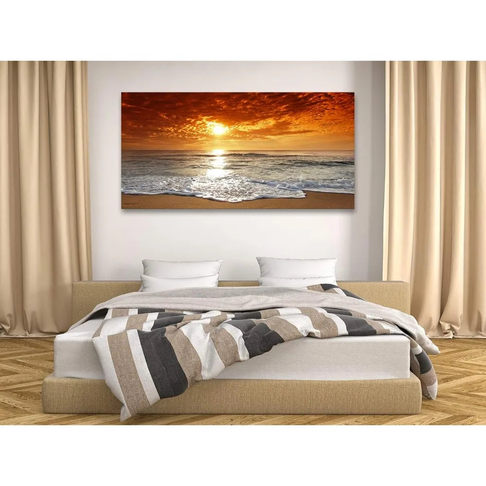 Canvas Prints Wall Art Sunset Ocean Beach Pictures Paintings