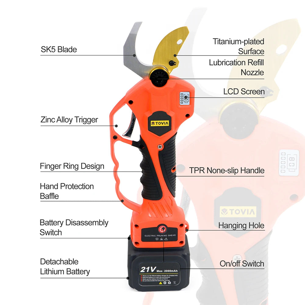 Garden electric scissors with 1.9M extension rod, 3CM maximum cutting diameter