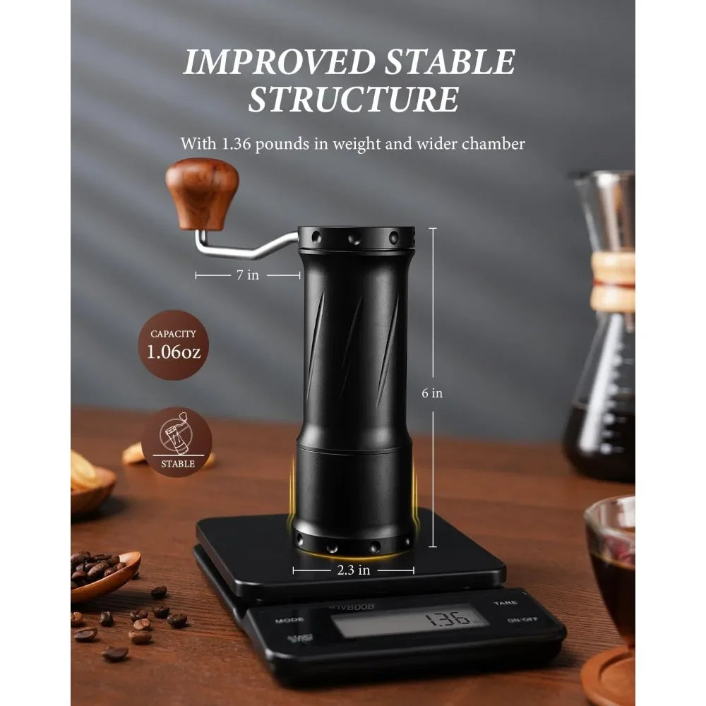 Hand Coffee Grinder With Ultra-granular Adjustment enhanced stability