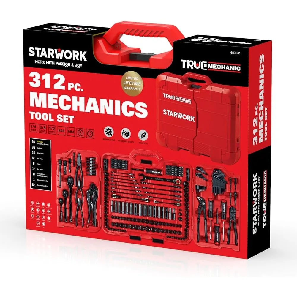 312-Piece Mechanics Tool Set and Socket Set, Professional