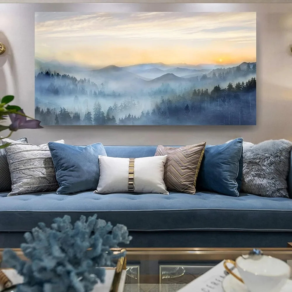 Sunrise Misty Forest Print Picture Paintings
