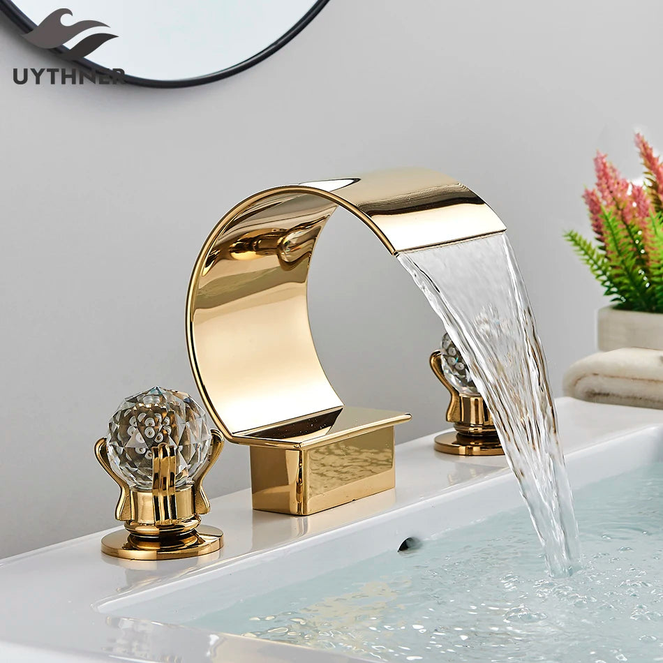 Bathroom Basin Faucet Wide Spout Waterfall