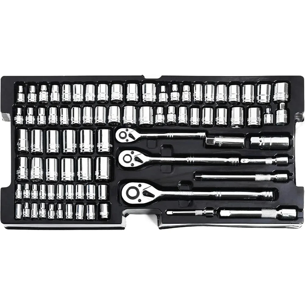 408-Piece Mechanics Tool Set, with 3-Drawer Heavy Duty Metal Box, Hand Tool Kit