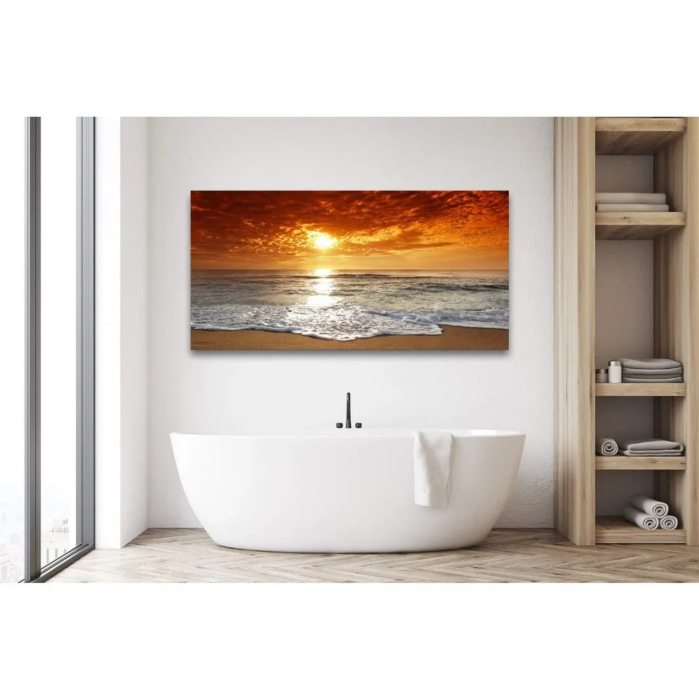 Canvas Prints Wall Art Sunset Ocean Beach Pictures Paintings