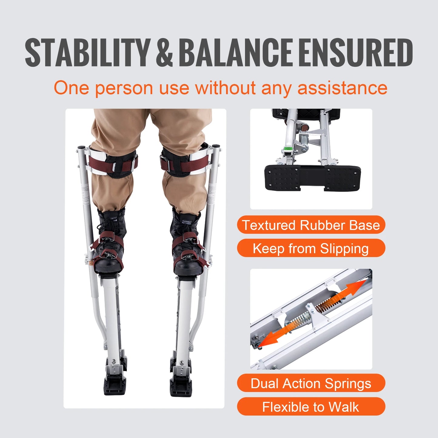 Drywall Stilts 18''-30''/36''-50'' Adjustable Aluminum Tool Stilts with Protective Knee Pads Non-Slip Work Stilts