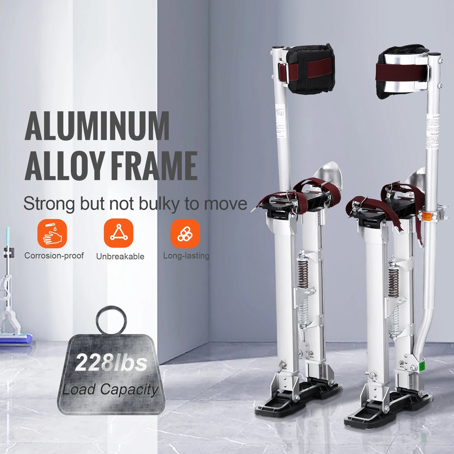 Drywall Stilts 18''-30''/36''-50'' Adjustable Aluminum Tool Stilts with Protective Knee Pads Non-Slip Work Stilts