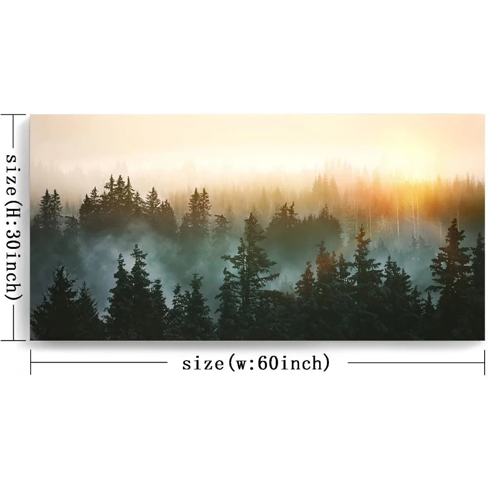 Large Wall Art for Bedroom Living Room Forest Bathed in Sunlight Canvas Print