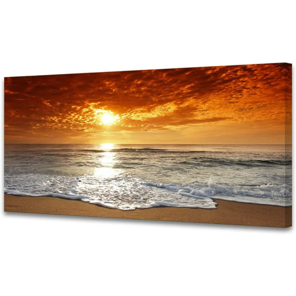 Canvas Prints Wall Art Sunset Ocean Beach Pictures Paintings