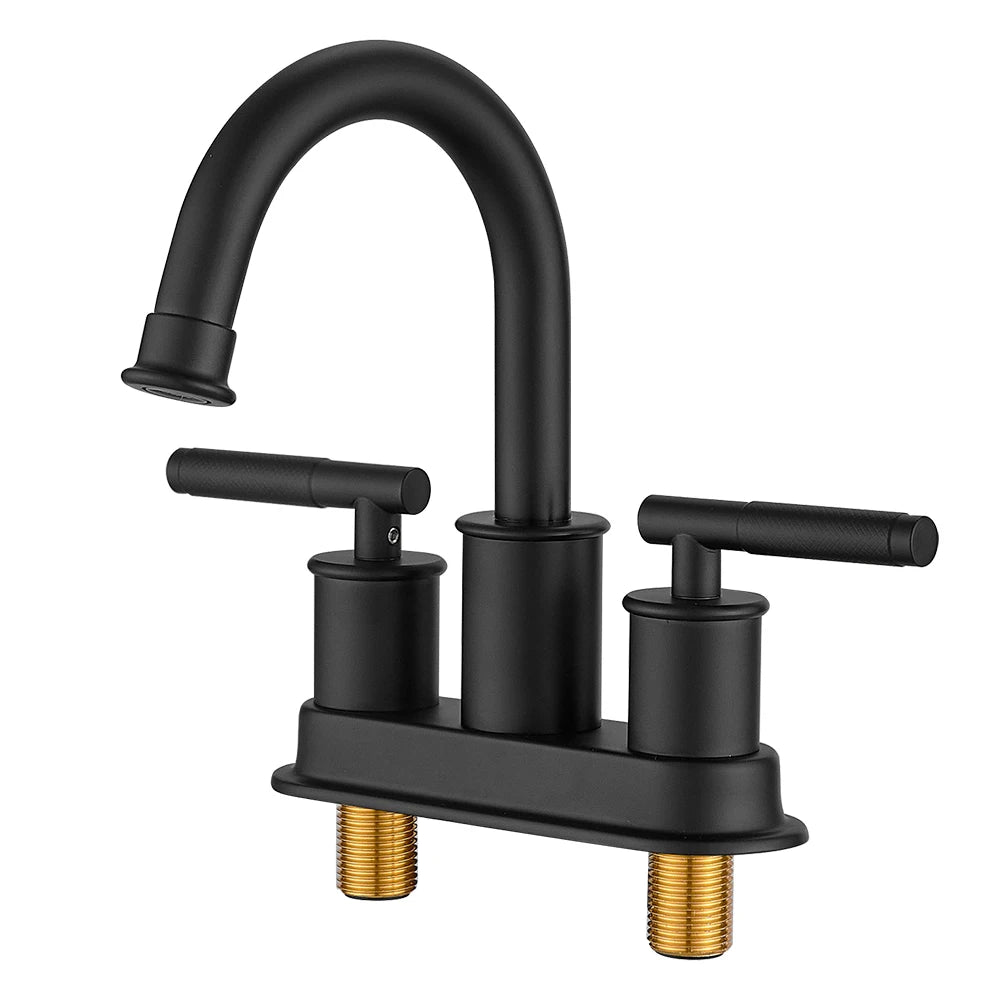 Basin Faucets Matte Black Deck Mounted Bathroom Sink Faucet