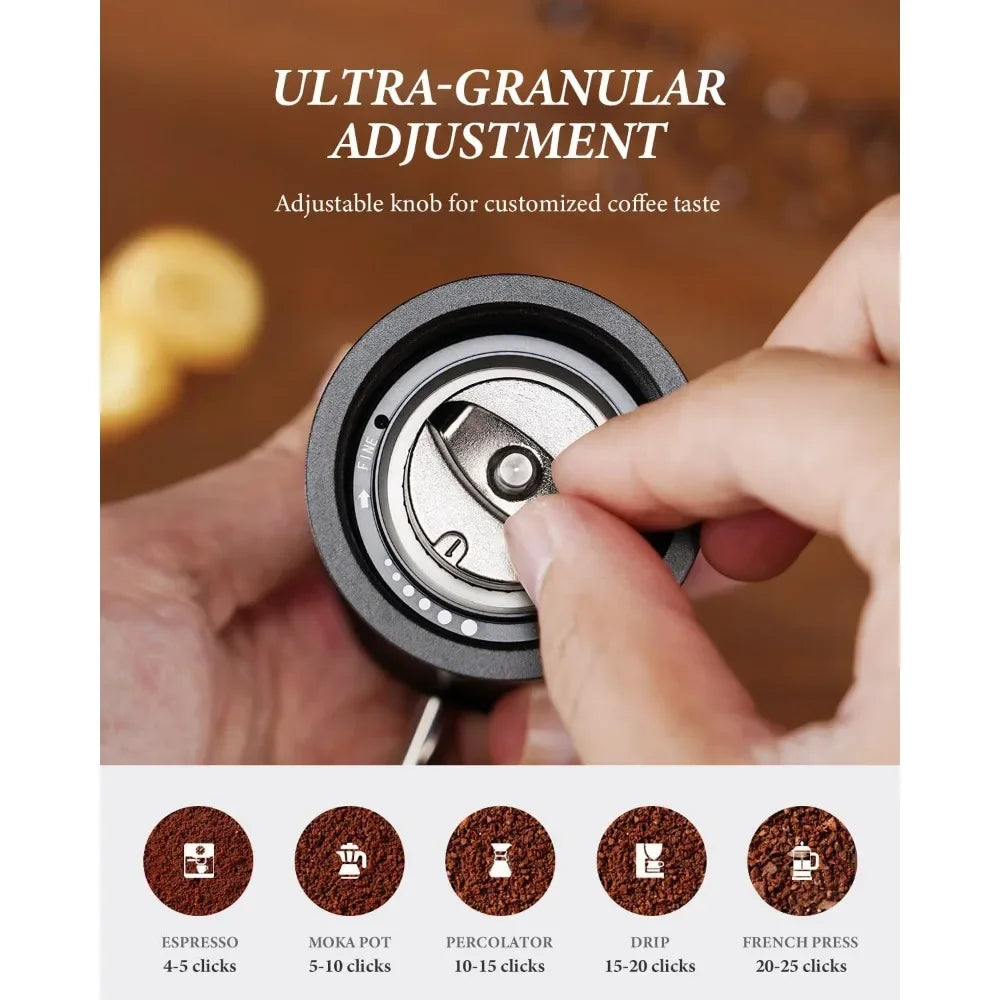 Hand Coffee Grinder With Ultra-granular Adjustment enhanced stability