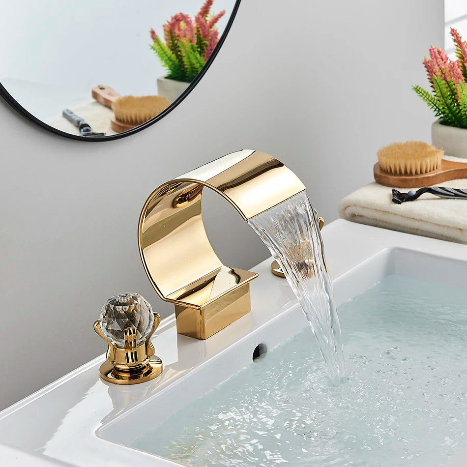 Bathroom Basin Faucet Wide Spout Waterfall