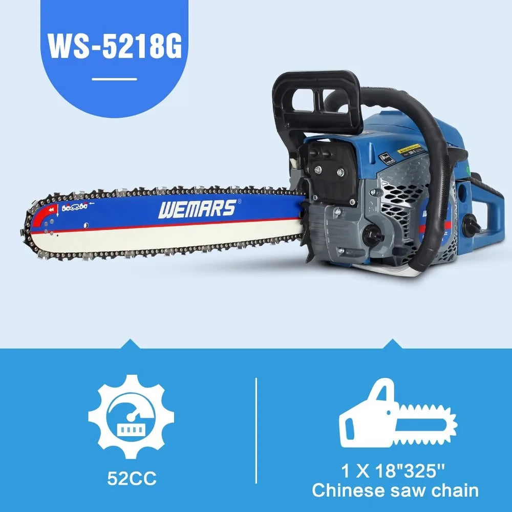 Gas Chainsaw 52cc 18 Inch Power Chain Saw 2-Cycle