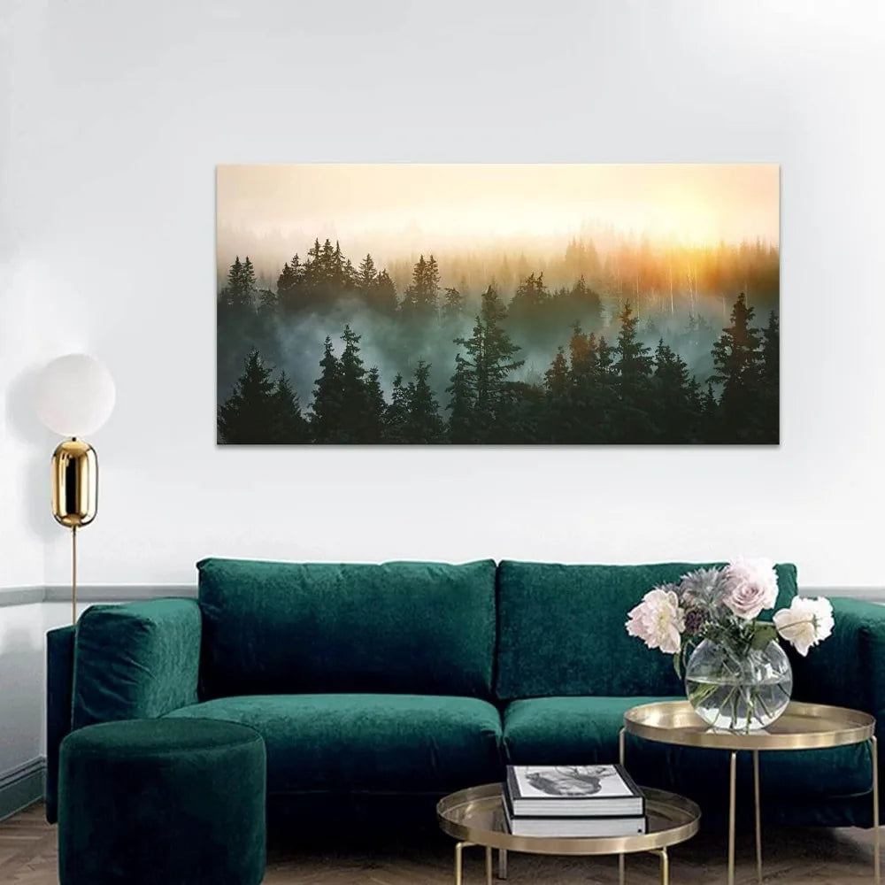 Large Wall Art for Bedroom Living Room Forest Bathed in Sunlight Canvas Print