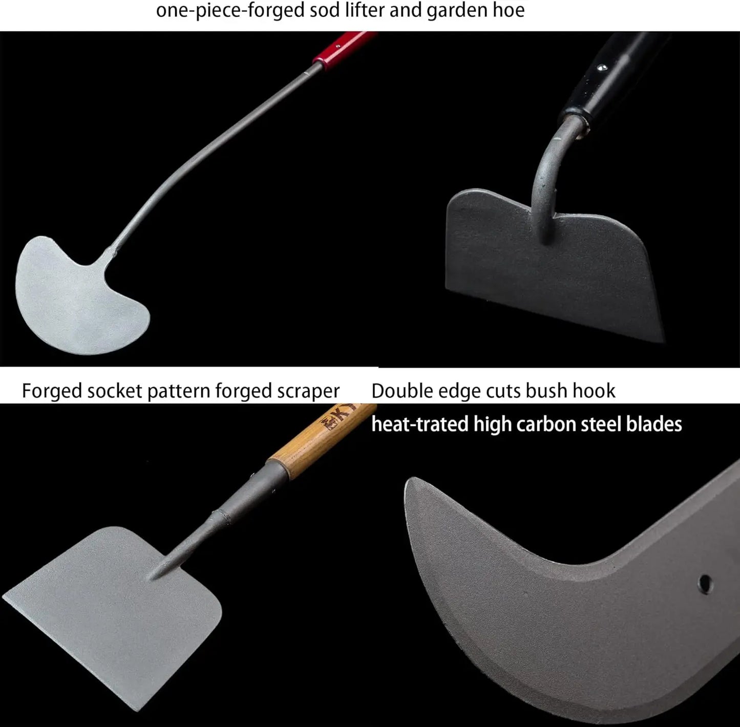 14-Gauge Garden Tools Shovels Spades Heavy Duty Shovel Rake Hoe Set