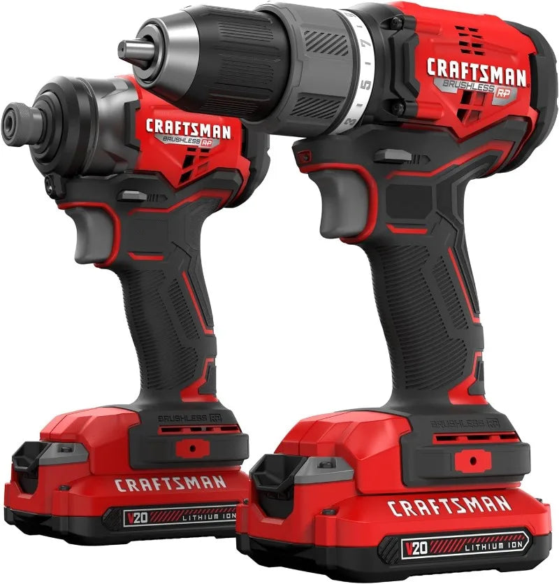 Cordless Drill and Impact Driver, Power Tool Combo Kit, 2 Batteries and Charger