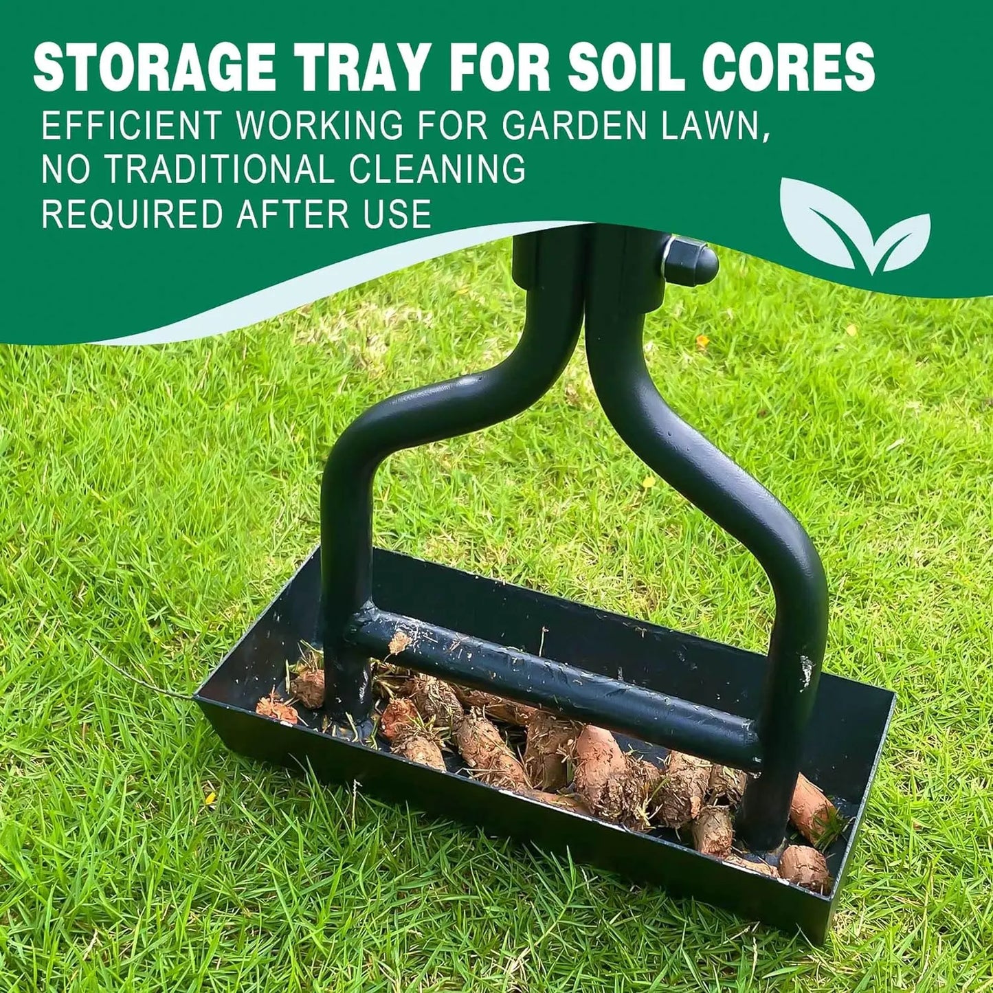 Lawn Aerator Coring Garden Tool with Soil Core Storage Tray