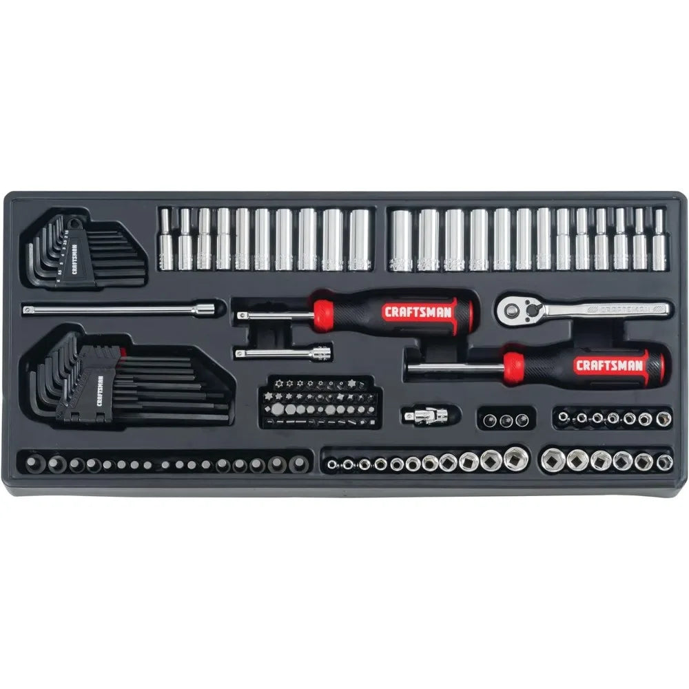 CRAFTSMAN Mechanic Tool Set, 1/4 in, 3/8 in, and 1/2 in Drive, Includes Ratchets, Sockets, Hex Keys and Wrenches, 308 Pieces