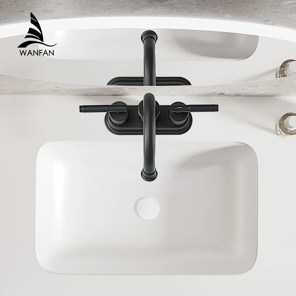 Basin Faucets Matte Black Deck Mounted Bathroom Sink Faucet