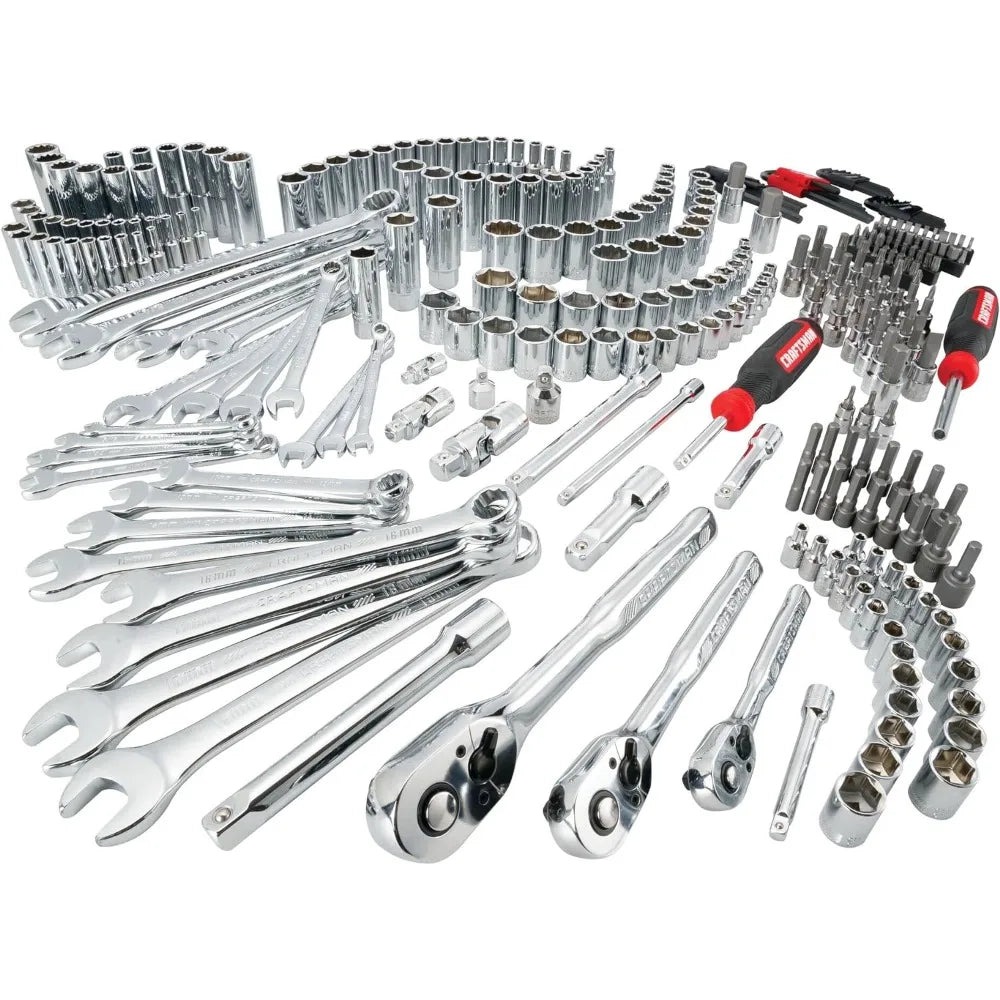 CRAFTSMAN Mechanic Tool Set, 1/4 in, 3/8 in, and 1/2 in Drive, Includes Ratchets, Sockets, Hex Keys and Wrenches, 308 Pieces