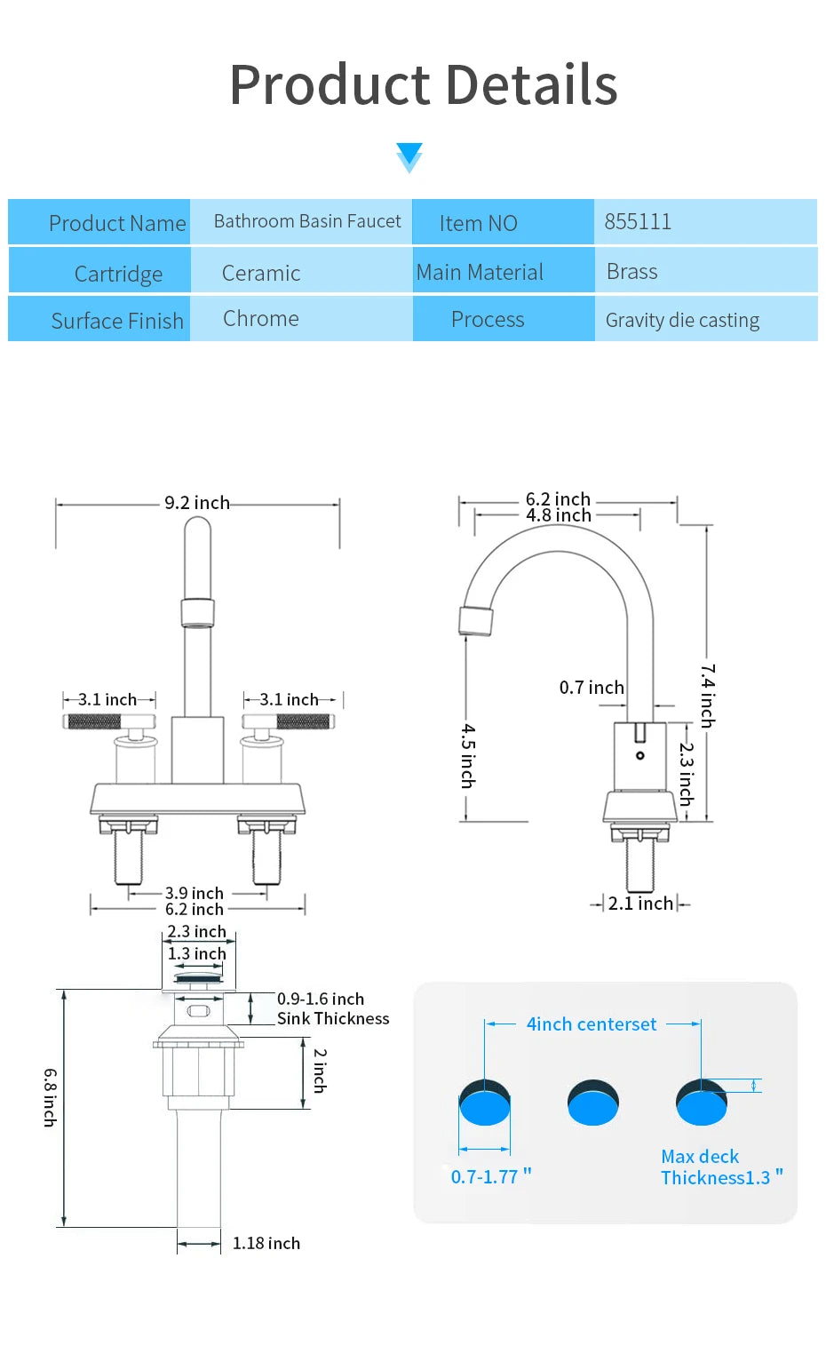 Basin Faucets Matte Black Deck Mounted Bathroom Sink Faucet