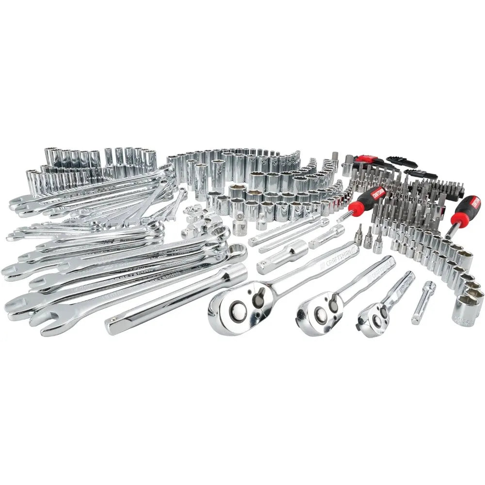 CRAFTSMAN Mechanic Tool Set, 1/4 in, 3/8 in, and 1/2 in Drive, Includes Ratchets, Sockets, Hex Keys and Wrenches, 308 Pieces