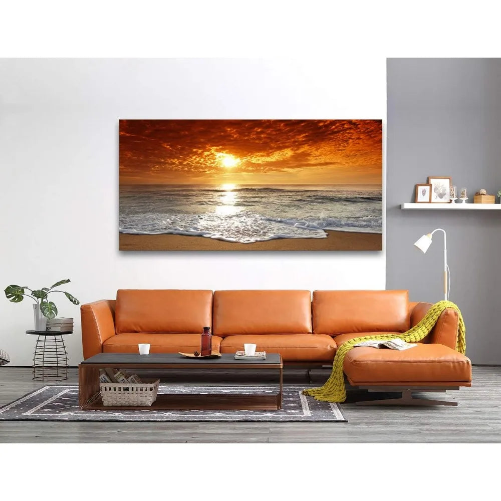 Canvas Prints Wall Art Sunset Ocean Beach Pictures Paintings