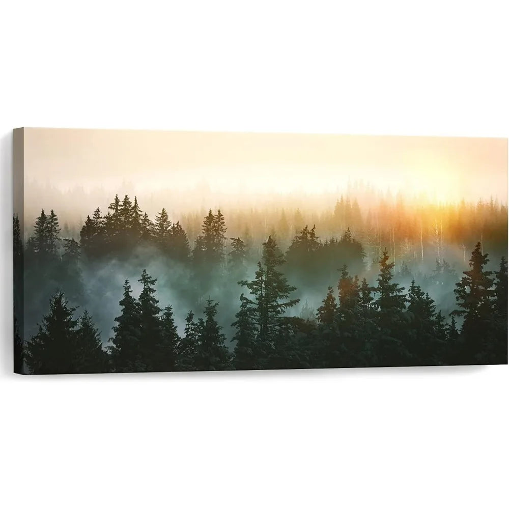 Large Wall Art for Bedroom Living Room Forest Bathed in Sunlight Canvas Print