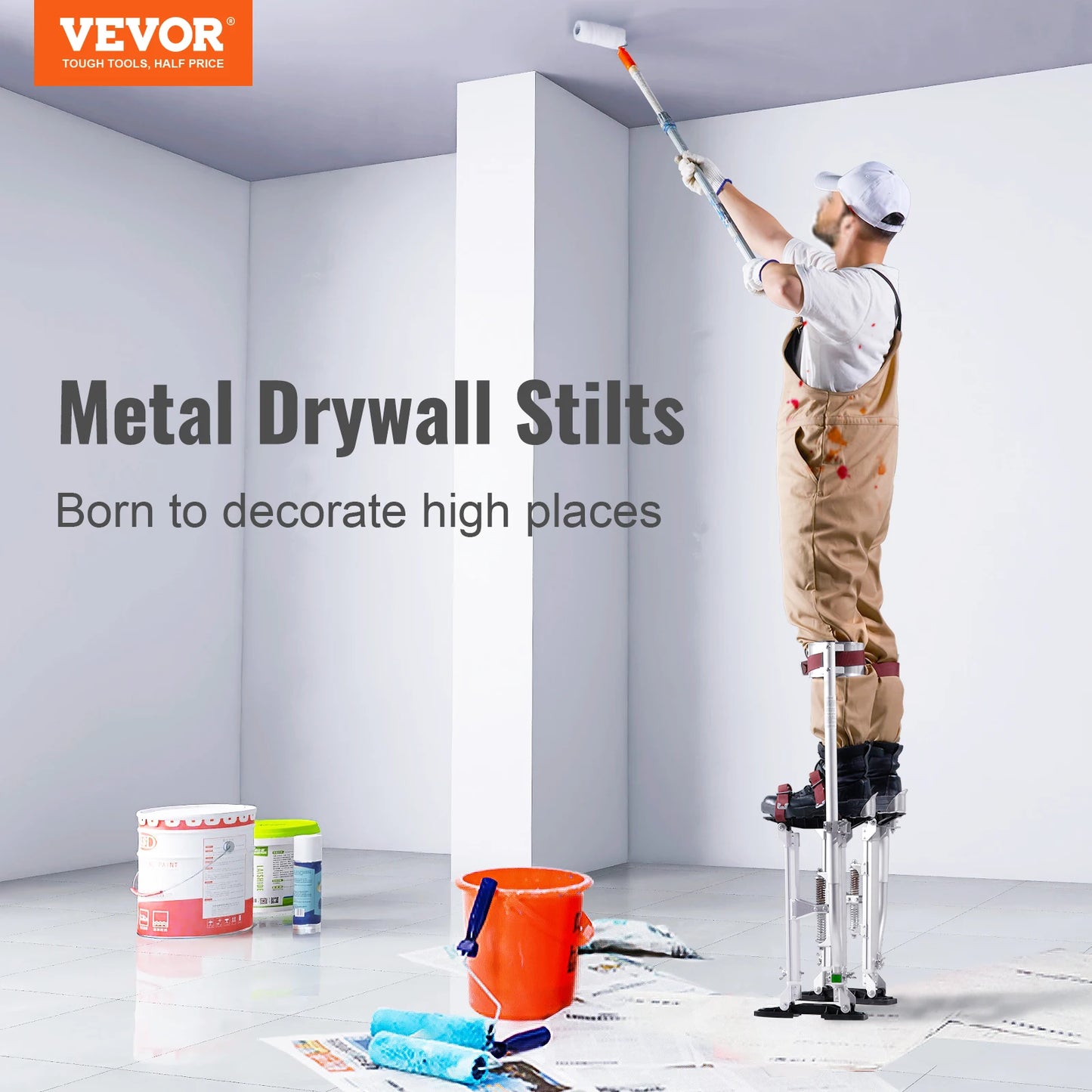 Drywall Stilts 18''-30''/36''-50'' Adjustable Aluminum Tool Stilts with Protective Knee Pads Non-Slip Work Stilts