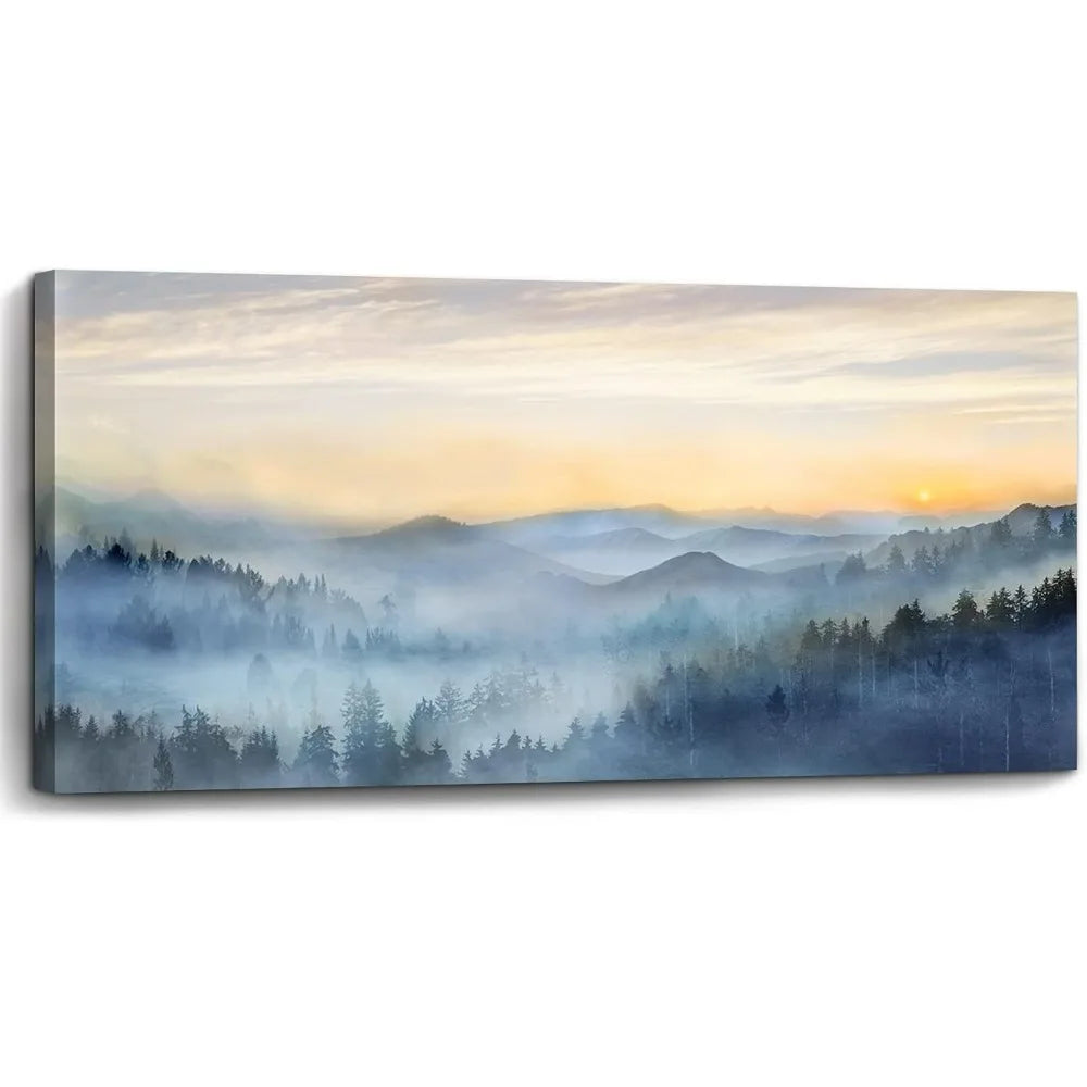 Sunrise Misty Forest Print Picture Paintings