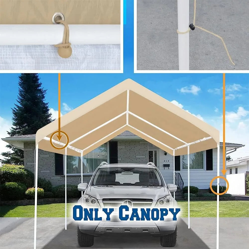 Car Garage 10'x20' Carport Canopy Tent Garage Only Replacement Top